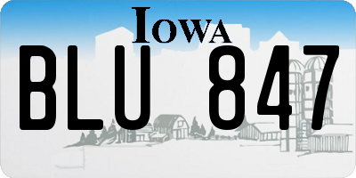IA license plate BLU847