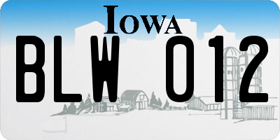 IA license plate BLW012