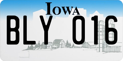 IA license plate BLY016