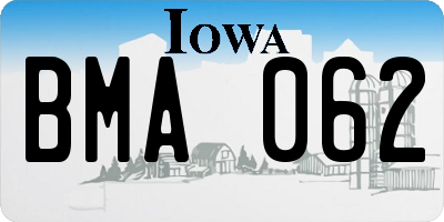 IA license plate BMA062