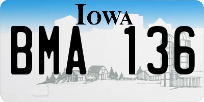 IA license plate BMA136
