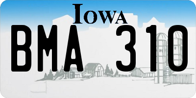 IA license plate BMA310