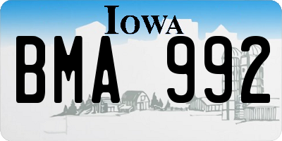 IA license plate BMA992