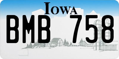 IA license plate BMB758