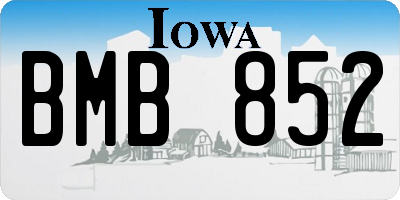 IA license plate BMB852
