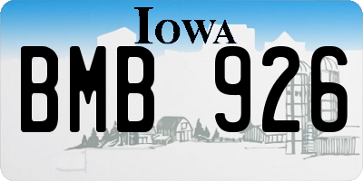IA license plate BMB926