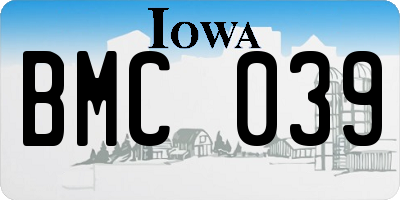 IA license plate BMC039