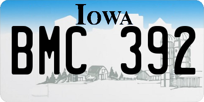 IA license plate BMC392