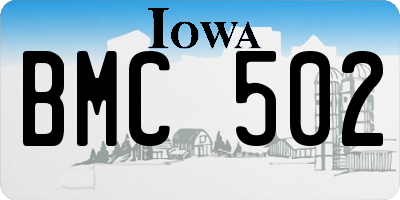 IA license plate BMC502