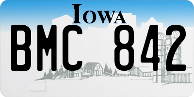 IA license plate BMC842