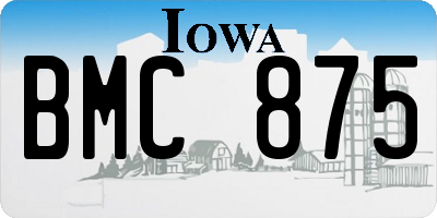 IA license plate BMC875