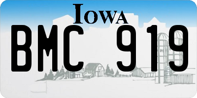IA license plate BMC919