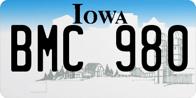 IA license plate BMC980