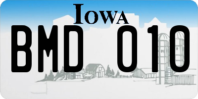 IA license plate BMD010
