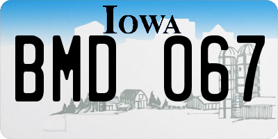 IA license plate BMD067