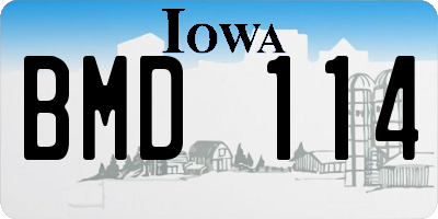 IA license plate BMD114