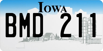 IA license plate BMD211