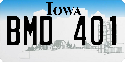 IA license plate BMD401
