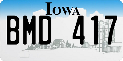 IA license plate BMD417
