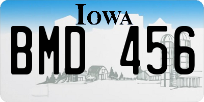 IA license plate BMD456