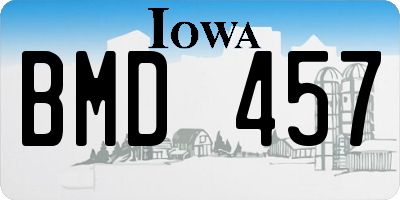 IA license plate BMD457
