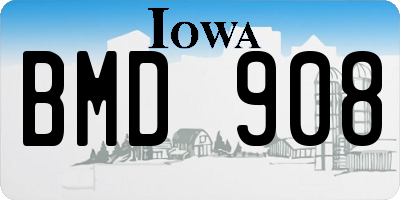 IA license plate BMD908