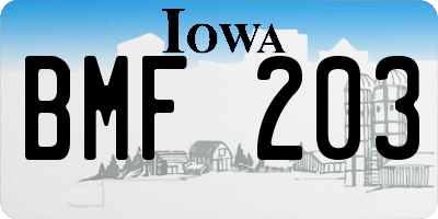 IA license plate BMF203