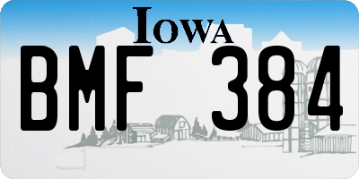 IA license plate BMF384