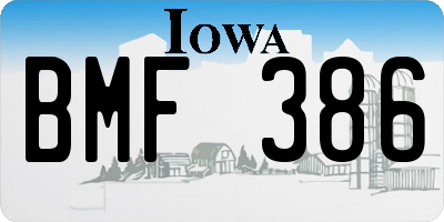 IA license plate BMF386