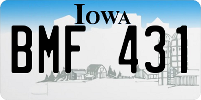 IA license plate BMF431