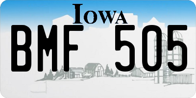 IA license plate BMF505