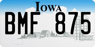 IA license plate BMF875
