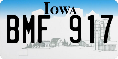 IA license plate BMF917