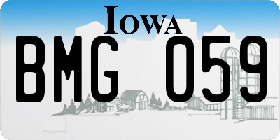 IA license plate BMG059