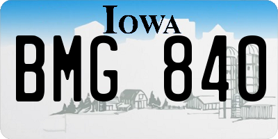 IA license plate BMG840