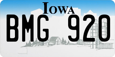 IA license plate BMG920