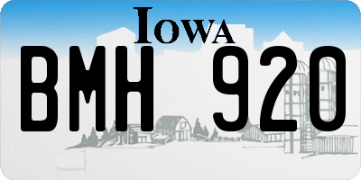 IA license plate BMH920
