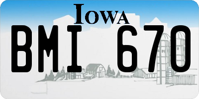 IA license plate BMI670