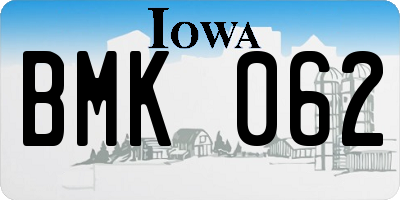 IA license plate BMK062