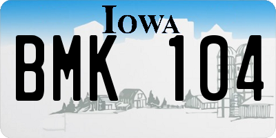 IA license plate BMK104