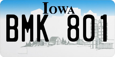 IA license plate BMK801