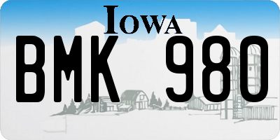 IA license plate BMK980