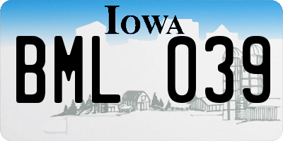 IA license plate BML039