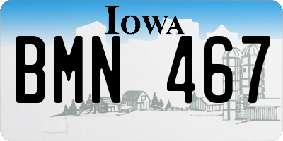 IA license plate BMN467