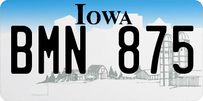 IA license plate BMN875