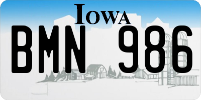 IA license plate BMN986