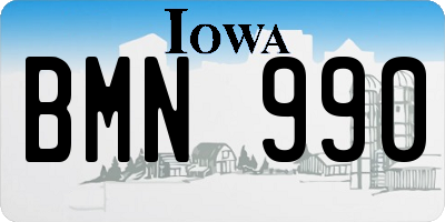IA license plate BMN990