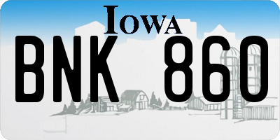 IA license plate BNK860