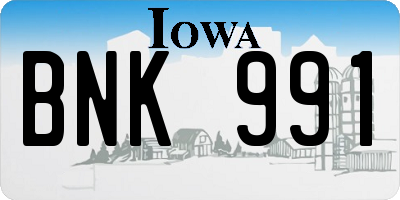 IA license plate BNK991