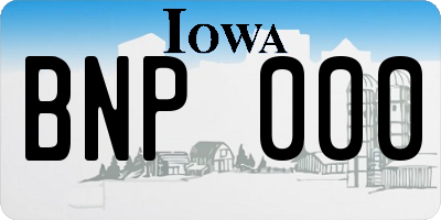 IA license plate BNP000